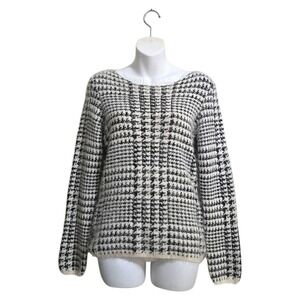 Beatrix Ost Houndstooth Round Neck Mohair Blend Sweater Sz S